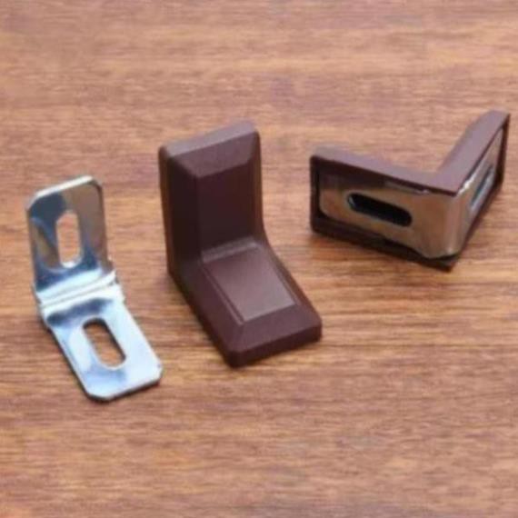 Bộ Ke Góc Nhựa Mini Màu Nâu - Chuyện dùng để liên kết, cố định, tạo góc vuông như: Tủ đồ, hộp trang điểm...- 1 Cái
