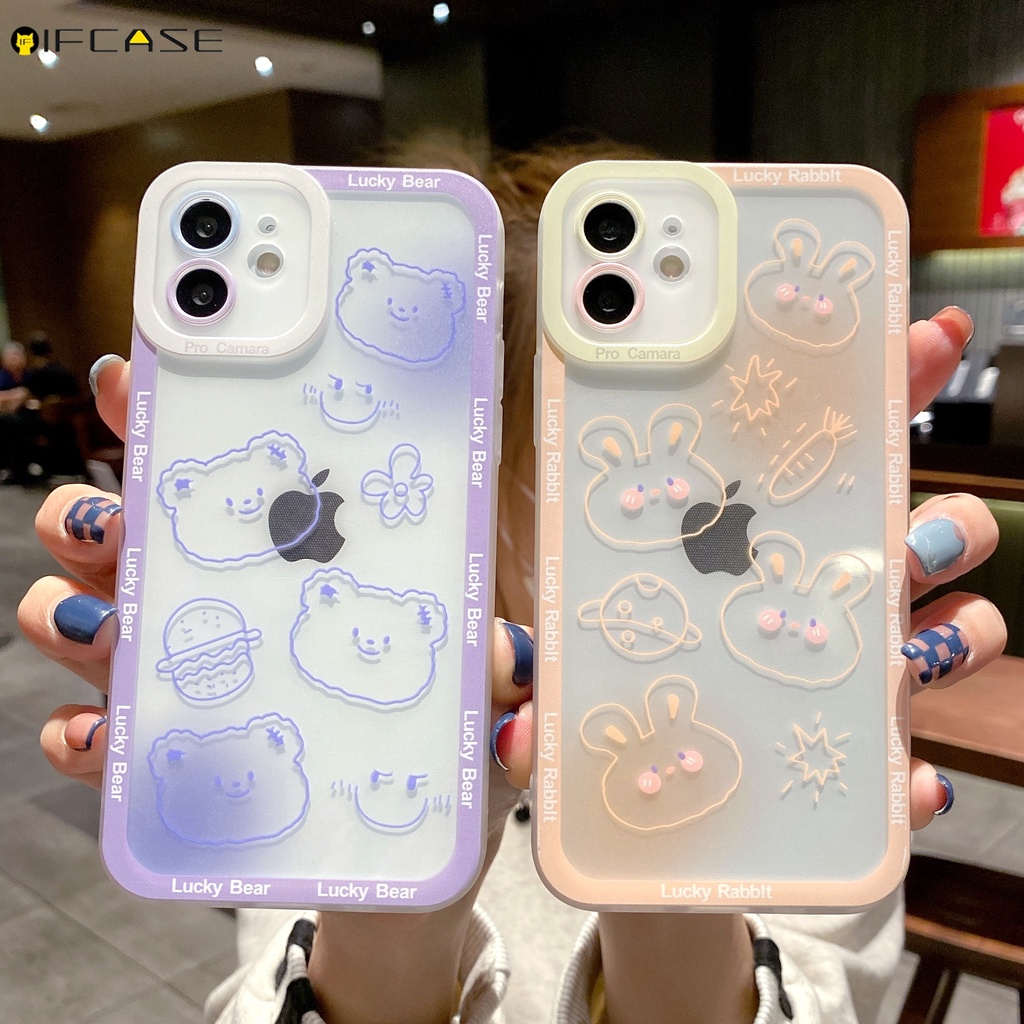 Ốp điện thoại tpu hình thỏ/gấu cho iPhone 13 12 Mini 11 Pro Max XS Max XR X 7 8 Plus