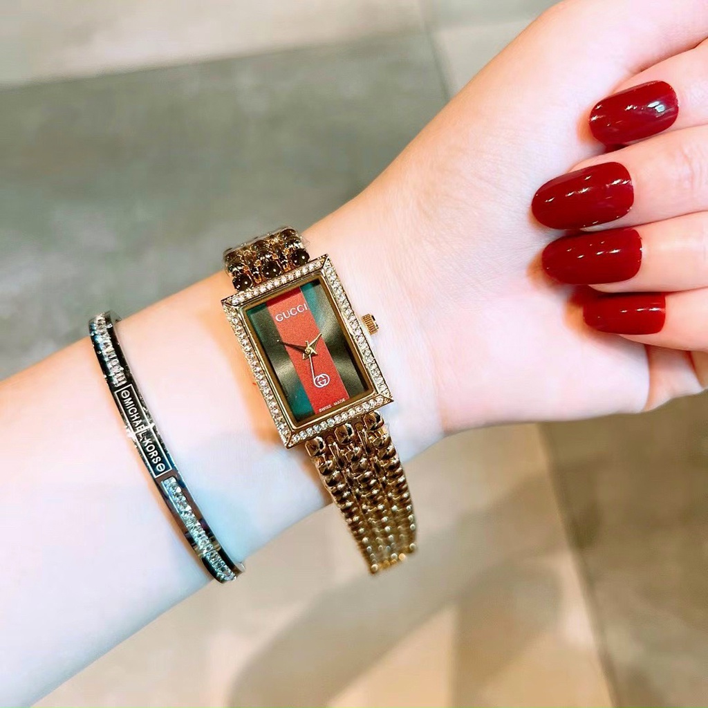 Đồng hồ nữ Gucci mặt chữ nhật dây thép không gỉ sang trọng tinh tế - bảo hành 12 tháng