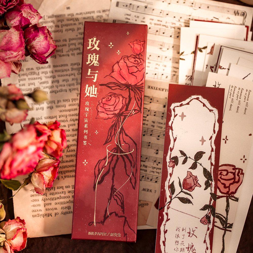 Hộp 30 Thẻ Giấy Đánh Dấu Trang Sách Hình Hoa Hồng Vũ Trụ Sáng Tạo
