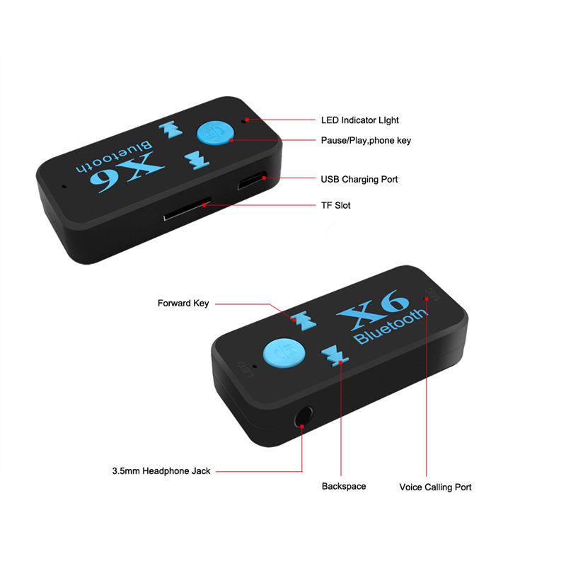 Thiết Bị Nhận Tín Hiệu Âm Thanh Bluetooth 5.0 Không Dây X6 3 Trong 1 Giắc Cắm 3.5mm Hỗ Trợ Thẻ TF Cho Xe Hơi