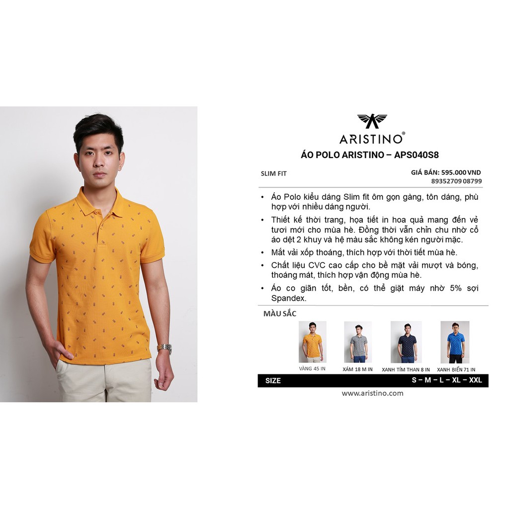 (Sale 50%) Áo cộc tay nam Aristino APS040S8, slim, TAG 595K | BigBuy360 - bigbuy360.vn