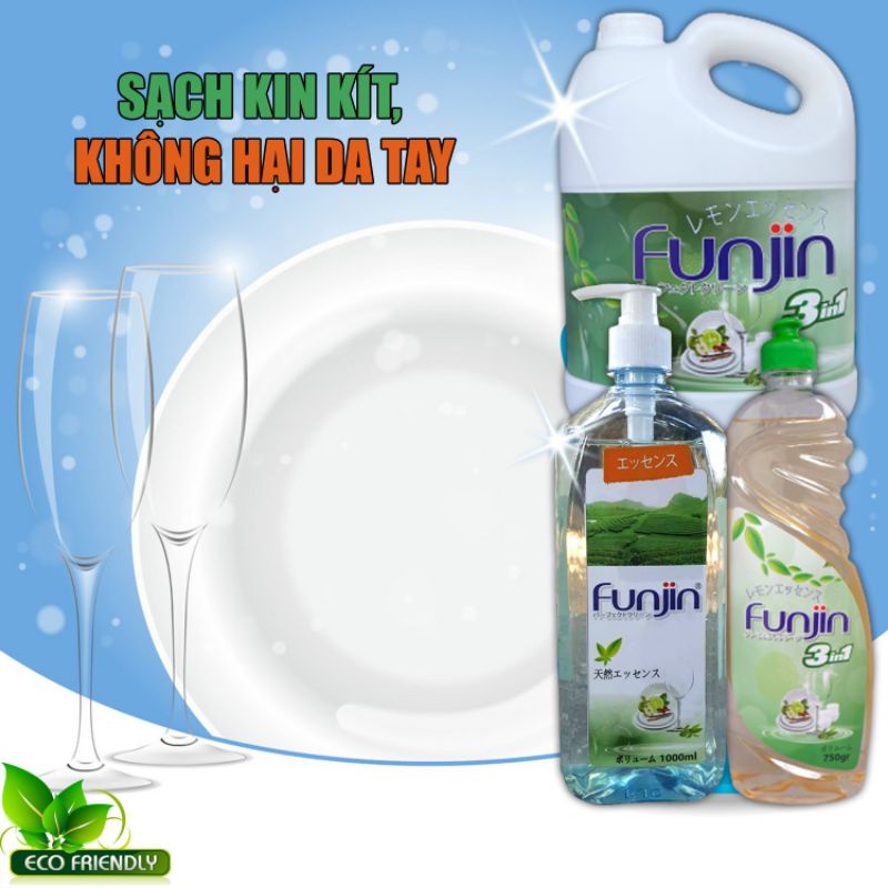 Nước rửa chén Funjin chính hãng 1L | Sạch kin kít, không hại da tay, không lưu lại mùi trên chén đĩa 1L