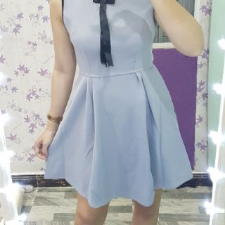 Đầm xòe cổ nơ đơn giản kèm hình thật