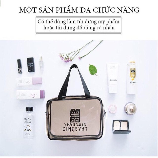 Bộ 3 túi đựng đồ đa năng - Túi mỹ phẩm du lịch thời trang trong suốt No.100325