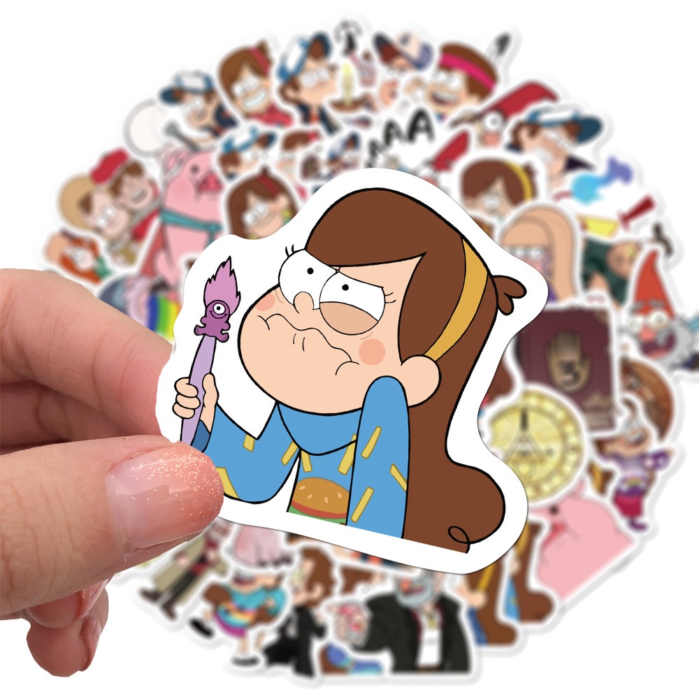 Bộ 50 miếng dán hoạt hình Gravity Falls vui nhộn chống thấm nước tiện dụng để trang trí ván trượt / máy tính/ vali