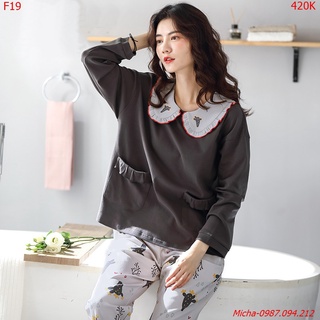 Bộ dài tay cổ lá sen vải cotton cao cấp - Micha F19