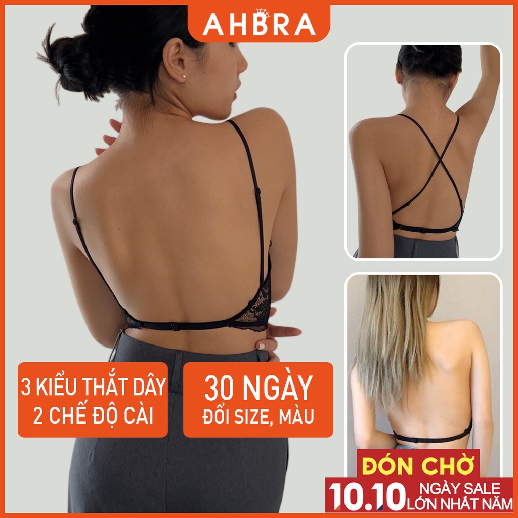Áo Bra Hở Lưng Ren Cao Cấp AHBRA SR02 Áo Ngực 2 Dây Không Gọng Dáng Crotop Mút Mỏng Thoải Mái Quyến Rũ