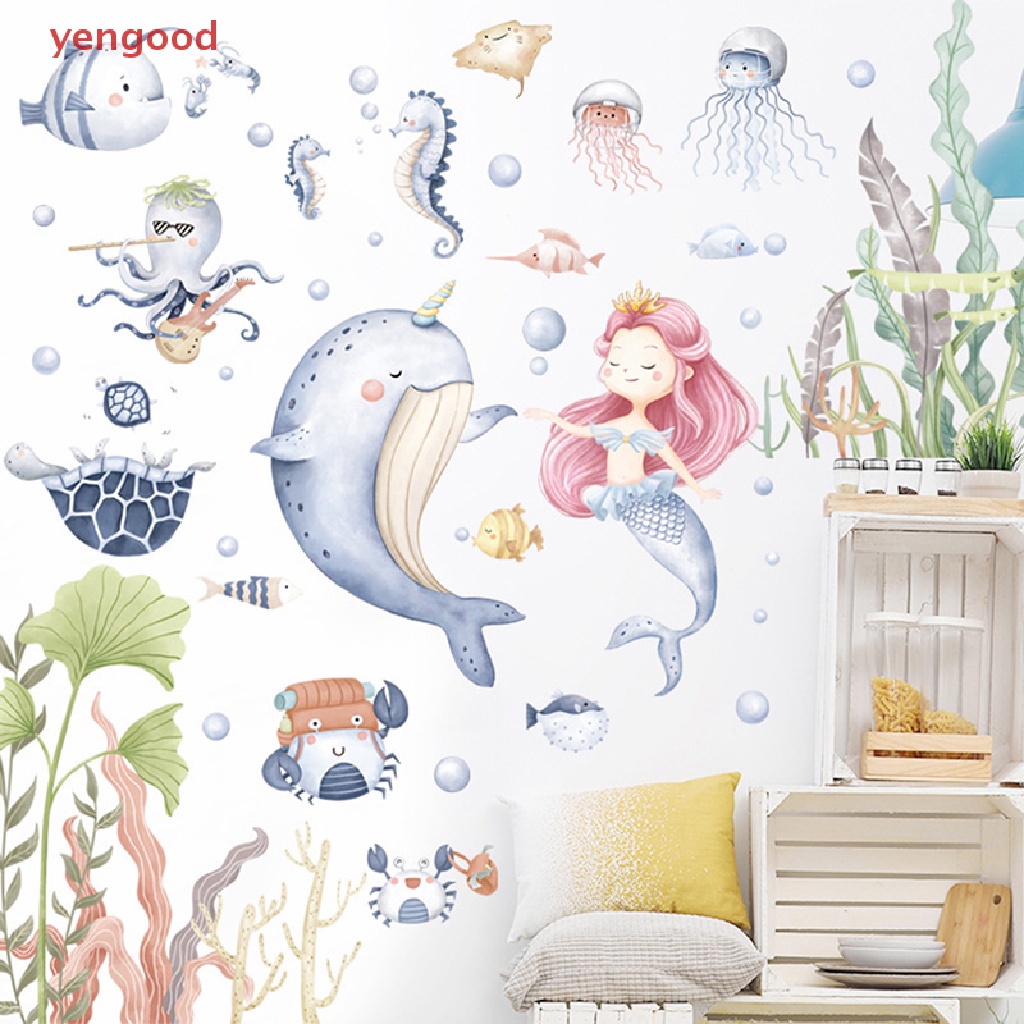 Decal dán tường Hình Cá Heo Hoạt Hình Trang Trí Phòng Cho Bé