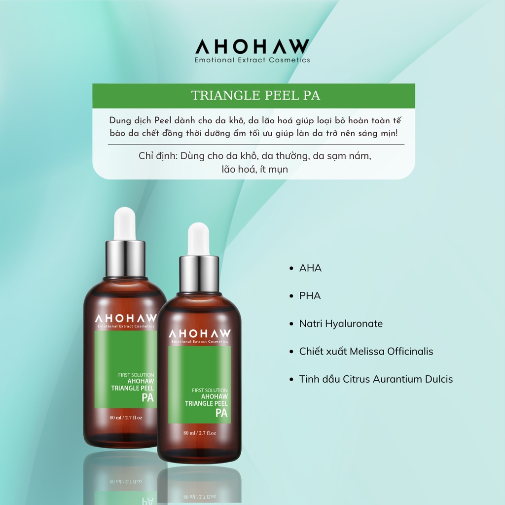 Peel Xanh Ahohaw Triangle Peel PA - Không bong tróc, tái tạo, sáng da căng bóng