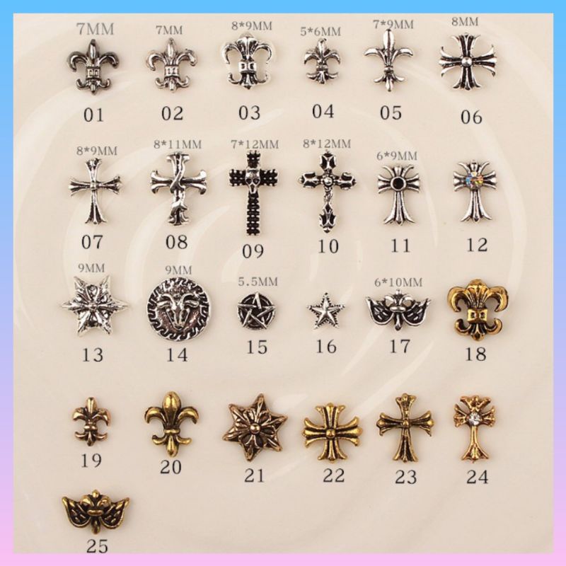 Charm chữ thập gắn móng tay,charm nail chữ thập
