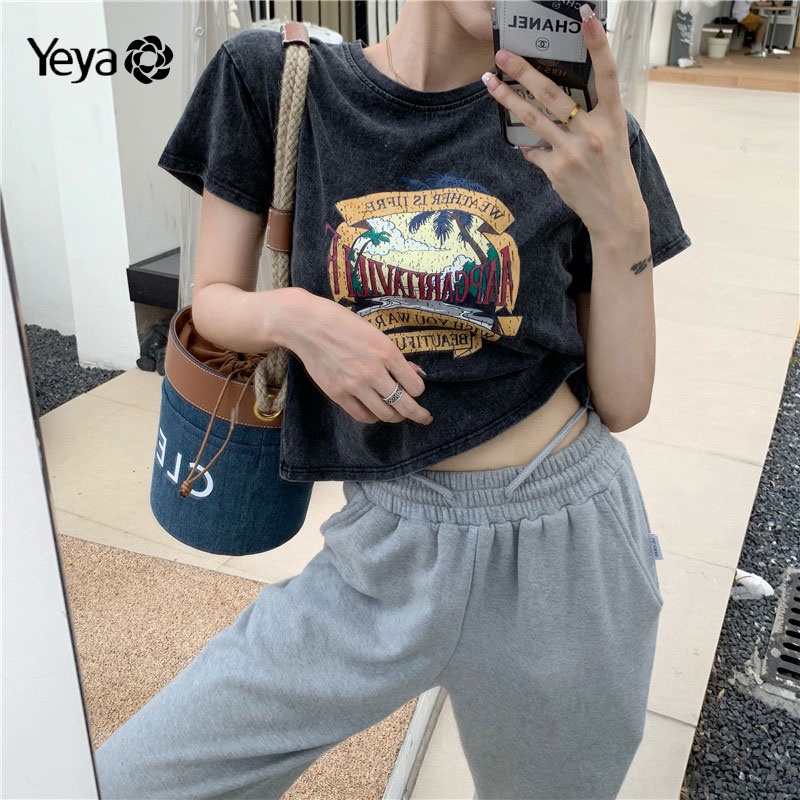 Áo thun YEYA form ngắn ngắn tay thời trang cho nữ