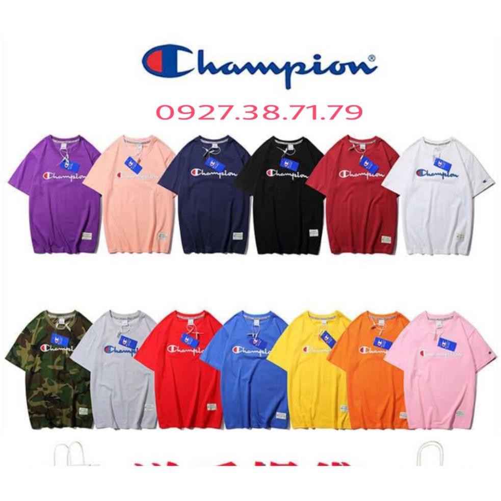 (CÓ SẴN) Áo Thun Champion - Champion Tee chữ và logo THÊU kèm tag bên dưới vạc áo