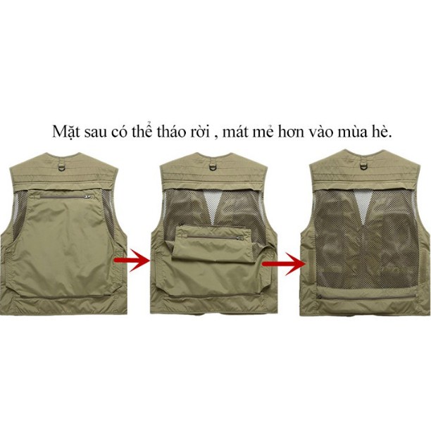 Áo gile nhiều túi cho nhà báo, nhiếp ảnh ,dân câu cá , phượt thủ - NTC