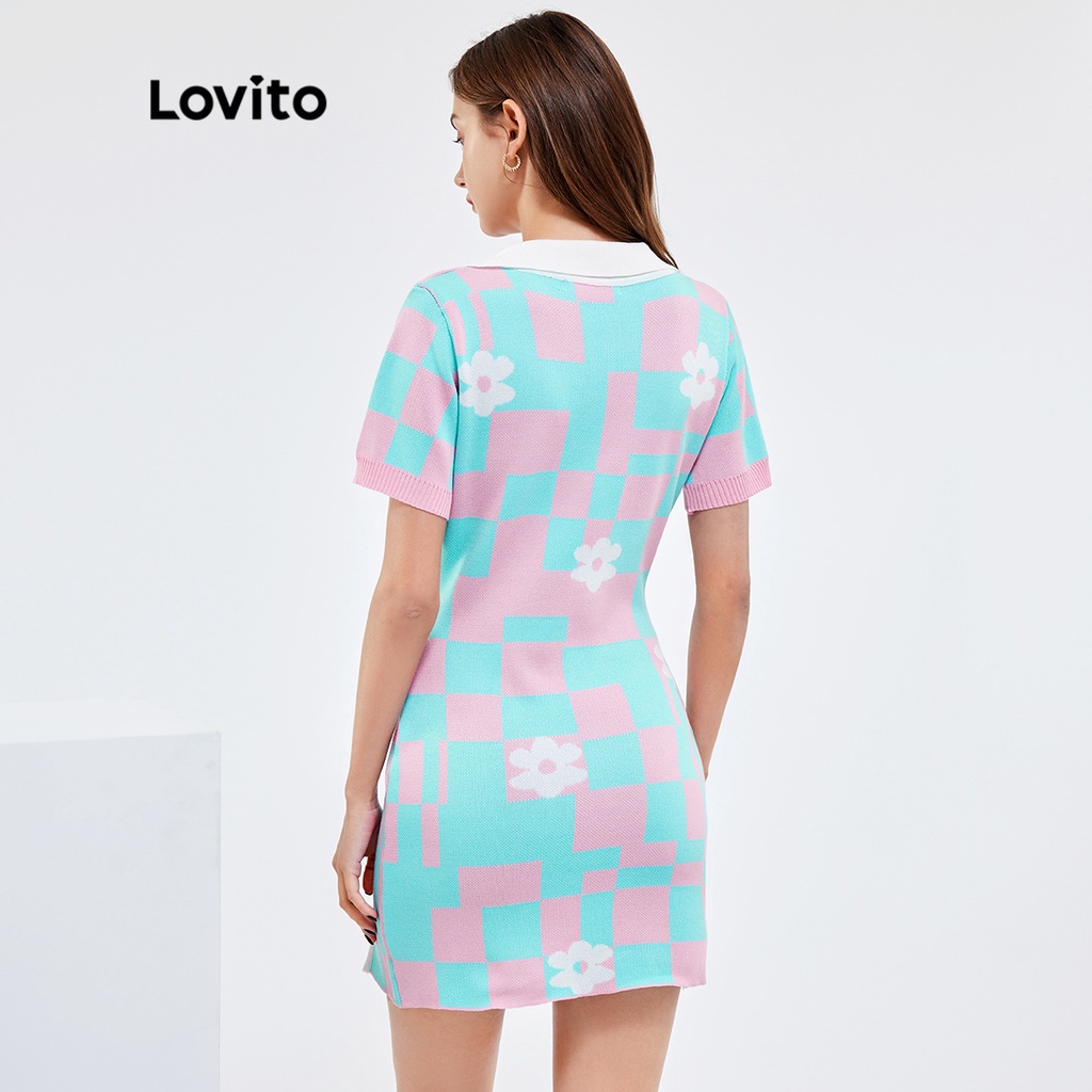 Đầm hoa Lovito bằng vải gingham phong cách thường ngày L25AD157 (nhiều màu)