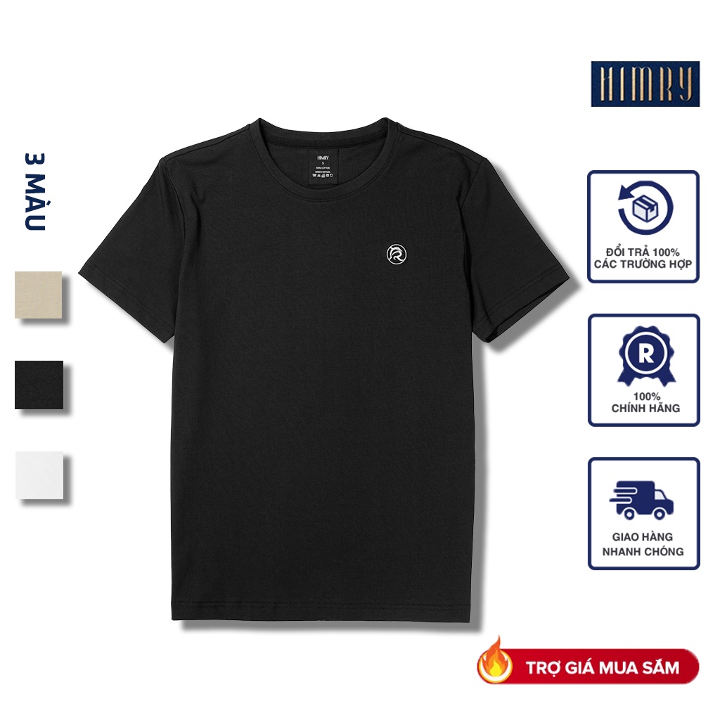 Áo thun nam cổ tròn HIMRY chất cotton cao cấp,màu đen,trắng trẻ trung,lịch lãm