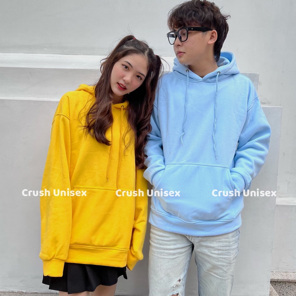 Áo Hoodie BASIC màu trơn Áo nỉ có mũ unisex nam nữ full size M L XL CRUSH UNISEX