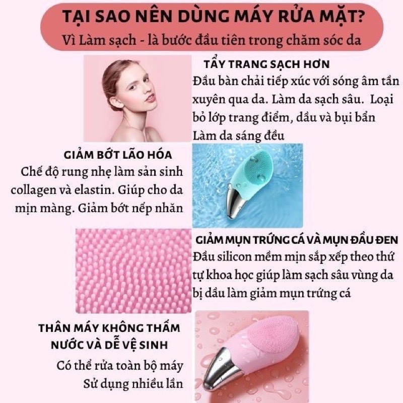 [Xả kho + free ship] Máy rửa mặt massa 2 đầu tiện lợi