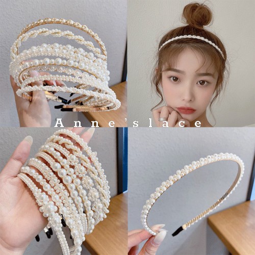 Cài tóc / bờm tóc đính ngọc kiểu dáng mỏng chống trượt phong cách Hàn Quốc