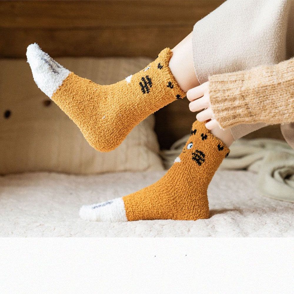 Vớ len cashmere phối lông tơ san hô và nhung dày dặn mềm mại họa tiết dấu chân nhiều màu sắc làm quà tặng Giáng Sinh