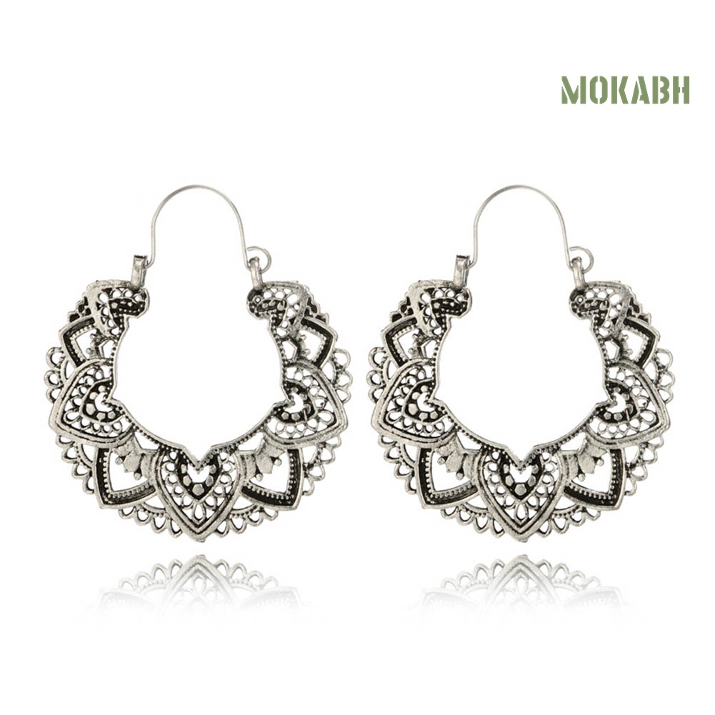 Bông Tai Hình Tròn Thiết Kế Đục Lỗ Thời Trang Vintage Cho Nữ