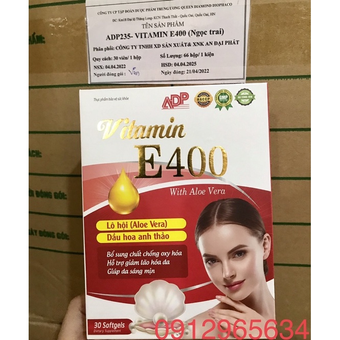 Viên uống Vitamin E 400 lô hội dầu hoa anh thảo giúp da sáng đẹp ngăn lão hoá hiệu quả 30 viên