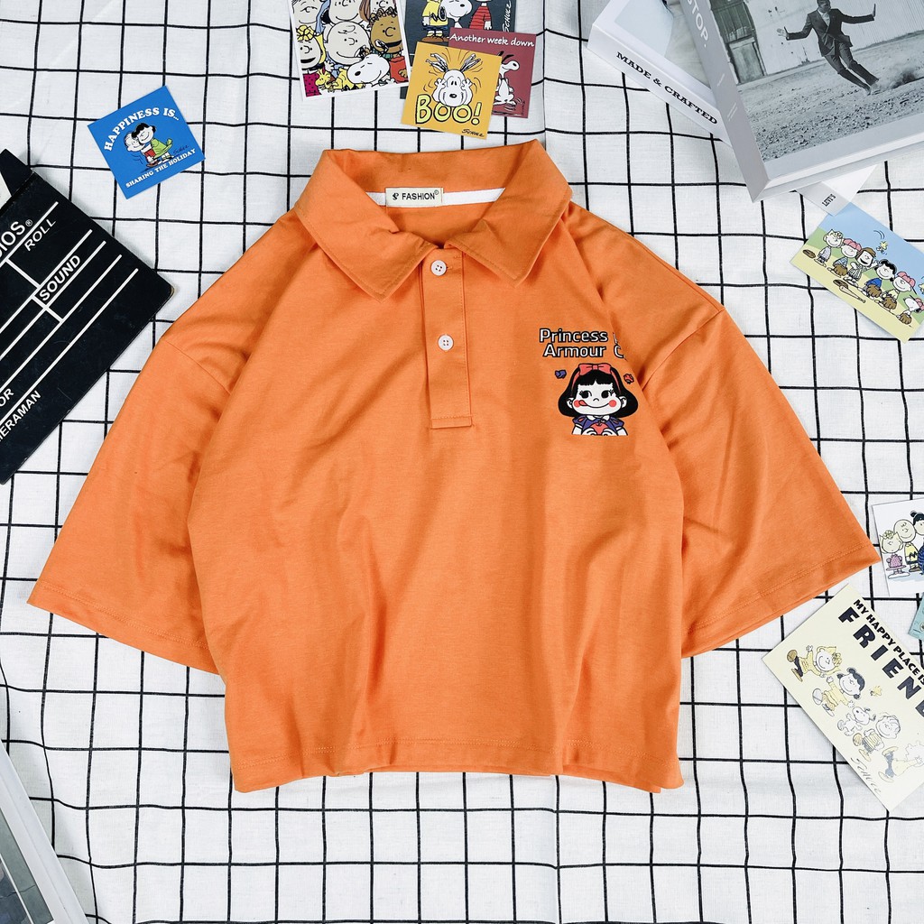 Áo thun Nam Nữ Unisex Form Rộng Polo Croptop Lỡ cô Bé Peko ZURAVN