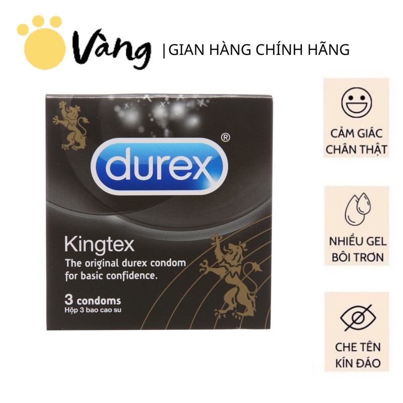 Combo 3 Hộp Bao Cao Su Size Nhỏ Durex Kingtex Va Chạm Chân Thật Hộp 3 Bao