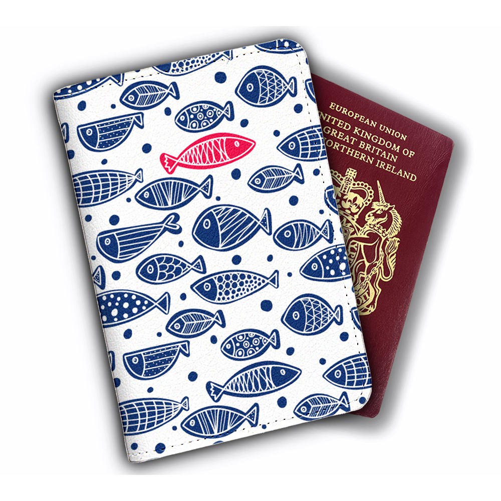 Bao Da Hộ Chiếu Và Phụ Kiện CÁ Nghệ Thuật - Ví Đựng Passport Cover Du Lịch FISH - Thiết Kế Tiện Lợi - Độc Lạ - LT013