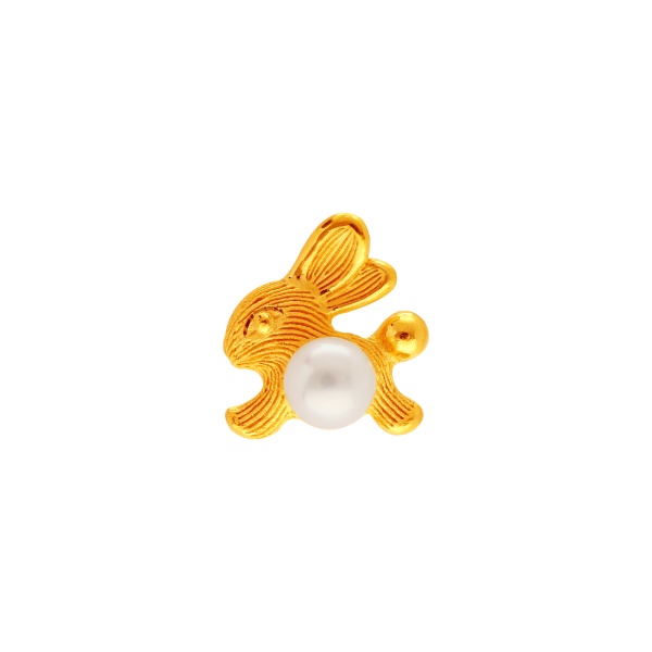 PRIMA Bông Tai Vàng 24K - Đính Ngọc trai - BST Mono Chic - Con Thỏ dễ thương (1 chiếc) - 165E0855
