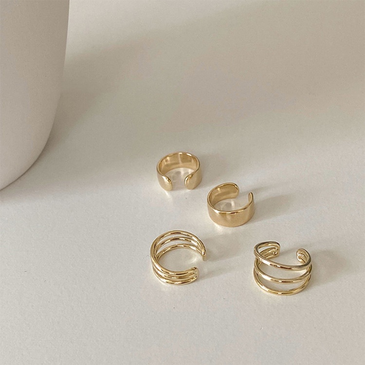 Set khuyên kẹp vành tai không đau màu trắng trơn đơn giản thời trang cao cấp cho nữ