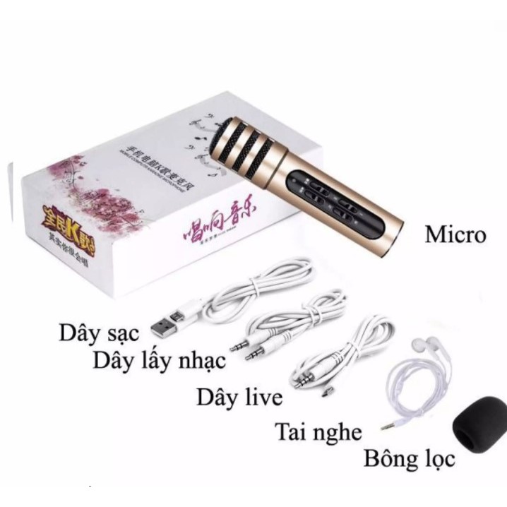 Combo Trọn Bộ Micro Thu Âm Livestream C7 Micro Hát Karaoke Điện Thoại Micro Hát Karaoke - Livestream - Thu Âm C7 Trên Đi