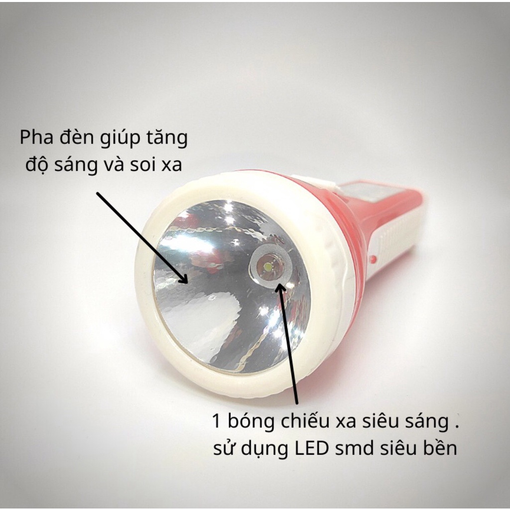Đèn pin sạc cầm tay 2 chế độ sáng, đèn pin có thêm 8 bóng Led tiện dụng