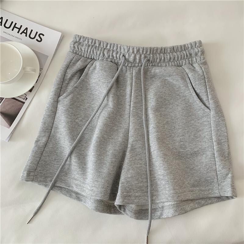 Quần short thể thao lưng cao ống rộng bằng cotton màu sắc đơn giản thời trang mùa hè cho nữ | BigBuy360 - bigbuy360.vn