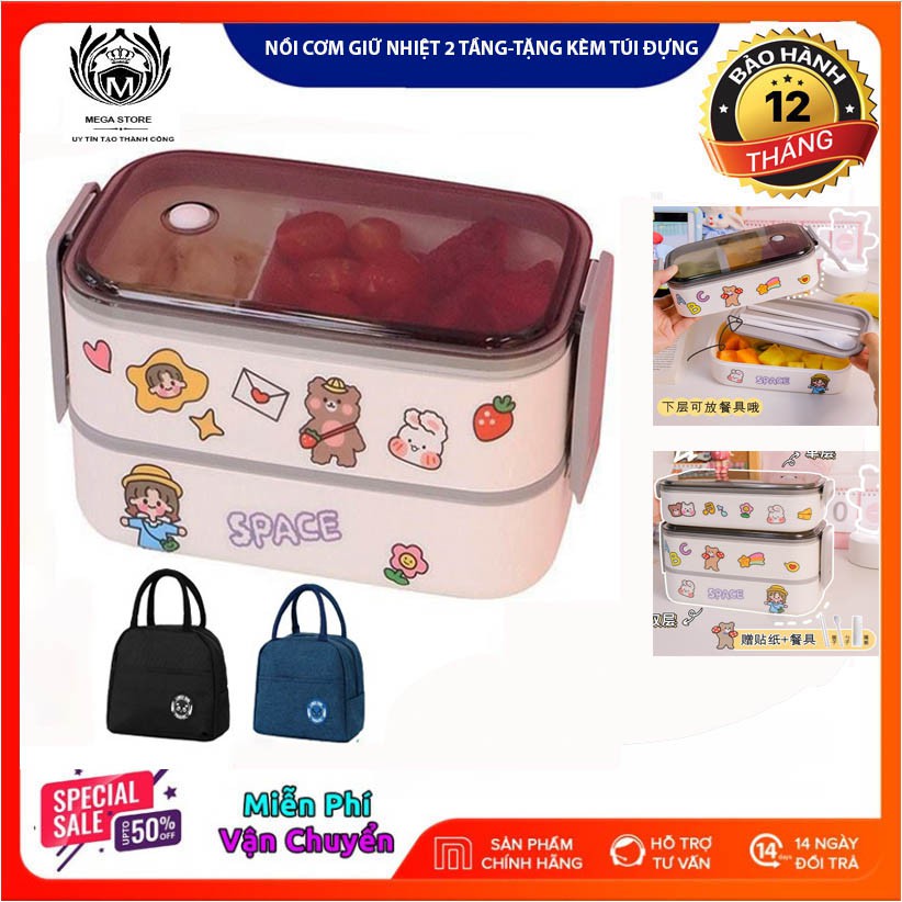 💔Tặng kèm túi đựng💔Hộp Đựng Cơm Văn Phòng, Cặp Lồng Đựng Cơm Văn Phòng 2 Tầng Hàn Quốc, Dùng Được Cho Lò Vi Sóng | BigBuy360 - bigbuy360.vn