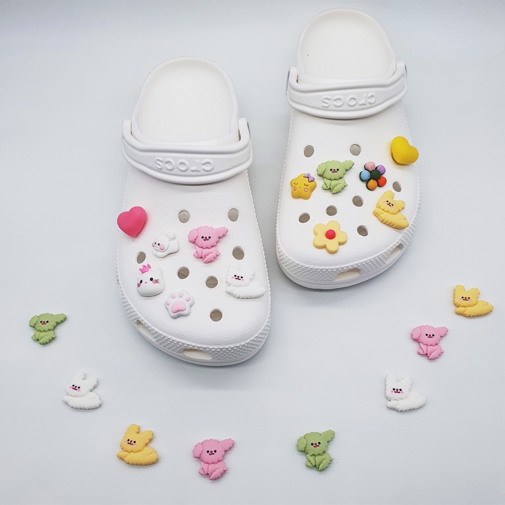 [Deco] Phụ Kiện Trang Trí Giày Crocs Hình Thỏ Cutie Bunny (Hồng / Matcha / Vàng / Trắng) Diy Dễ Thương
