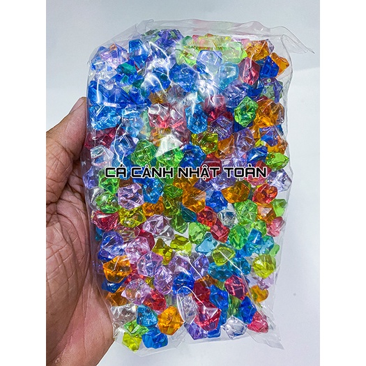 1 BỊCH ĐÁ NHỰA NGÔI SAO ĐỦ MÀU TRANG TRÍ HỒ CÁ NON BỘ VIÊN LỚN 200G