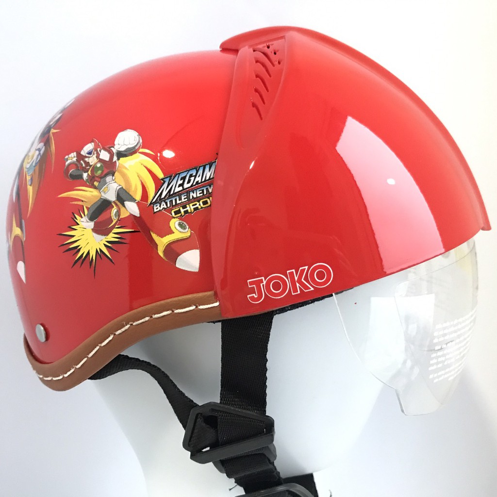 Nón bảo hiểm trẻ em kính dấu - Joko đỏ Mega Man