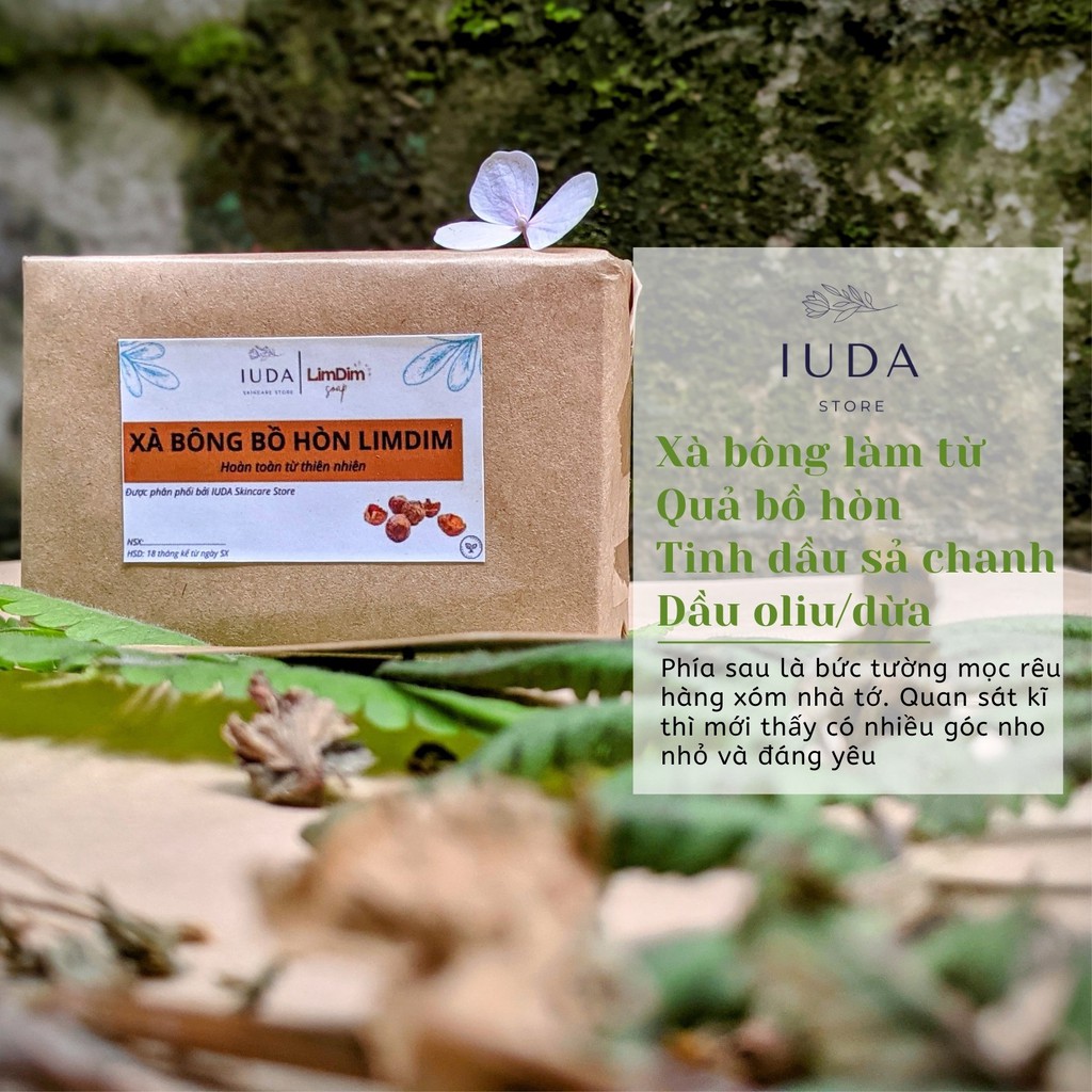 Xà bông hữu cơ bồ hòn hanmade (xà phòng tự nhiên) LIMDIM 120/60gr làm sạch, dưỡng da - IUDA Store | BigBuy360 - bigbuy360.vn