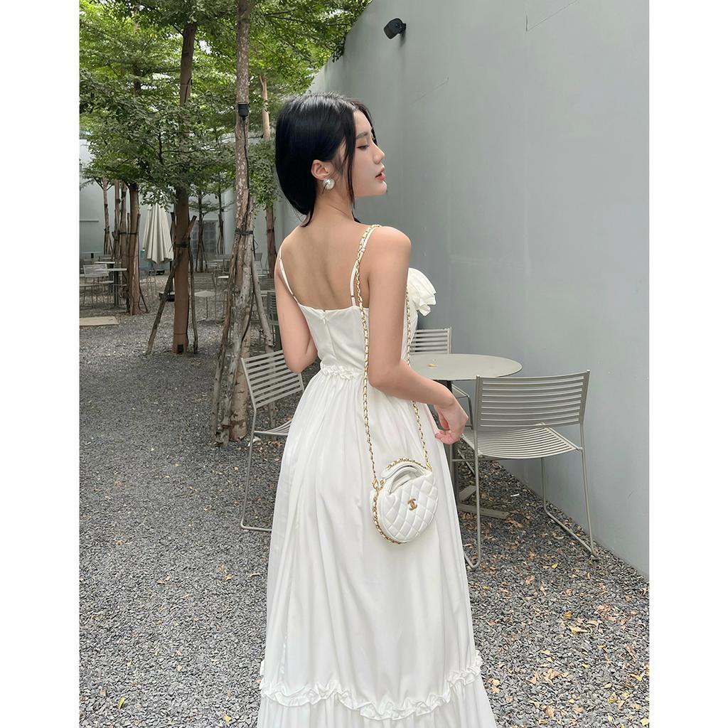 BBSTORE'S Đầm Maxi Hai Dây Đi Biển Nhún Bèo Kết Hoa Trước Ngực -D1903