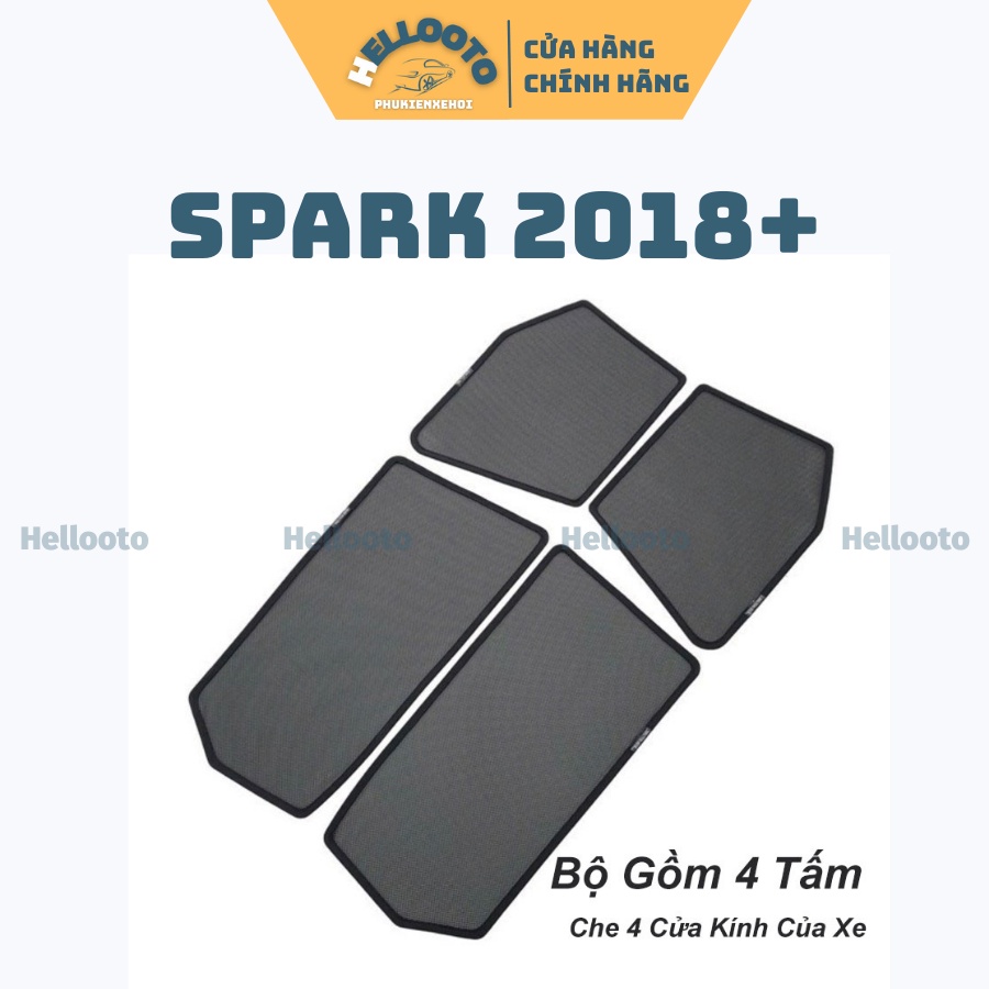 Rèm Che Nắng Nam Châm Xe Spark 2015 đến 2020 - Bộ 4 tấm chắn nắng chuẩn form xe, nam châm hút mạnh