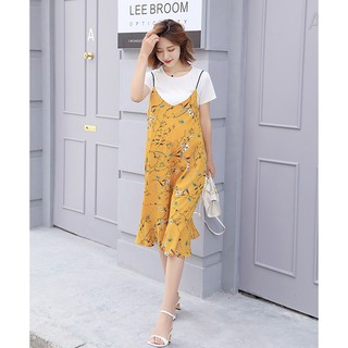 ( XẢ KHO ) Đầm Bầu - sét Yếm Hoa Vàng Cao Cấp