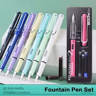 Bút máy BOCAI ngòi EF(0.38mm), bút mực ngòi trơn kèm ống mực xanh và đen thay thế, nhẹ, kiểu dáng sang trọng