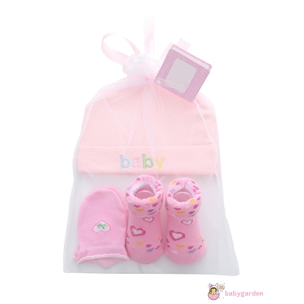Set Mũ + Găng Tay + Tất Chân Cotton Cho Trẻ Sơ Sinh