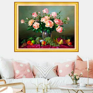 Tranh đính đá bình hoa hồng LV401