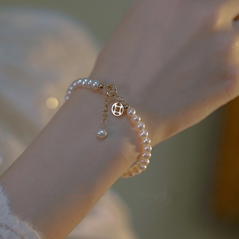 Vòng Tay Mạ Vàng 14K Đính Hạt Ngọc Trai Phong Cách Vintage Fantastic789 | BigBuy360 - bigbuy360.vn