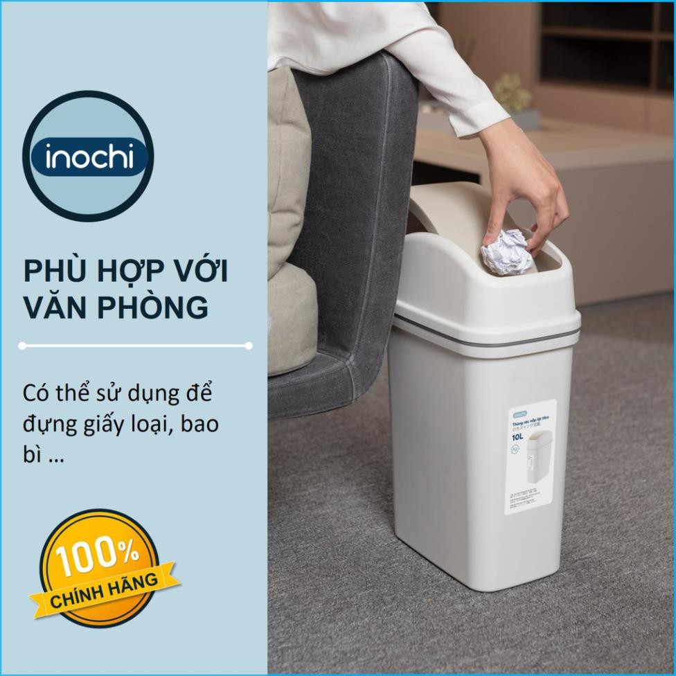 Thùng Rác Nhựa Nắp Lật Inochi 10 Lít Rất Đẹp Làm Sọt Rác Văn Phòng, Khách Sạn, Đựng Rác Gia Đình, Để Bàn Trong Nhà