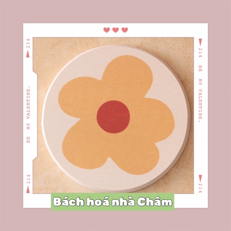 Tấm lót ly chất liệu diatomite hút nước hoạ tiết cute