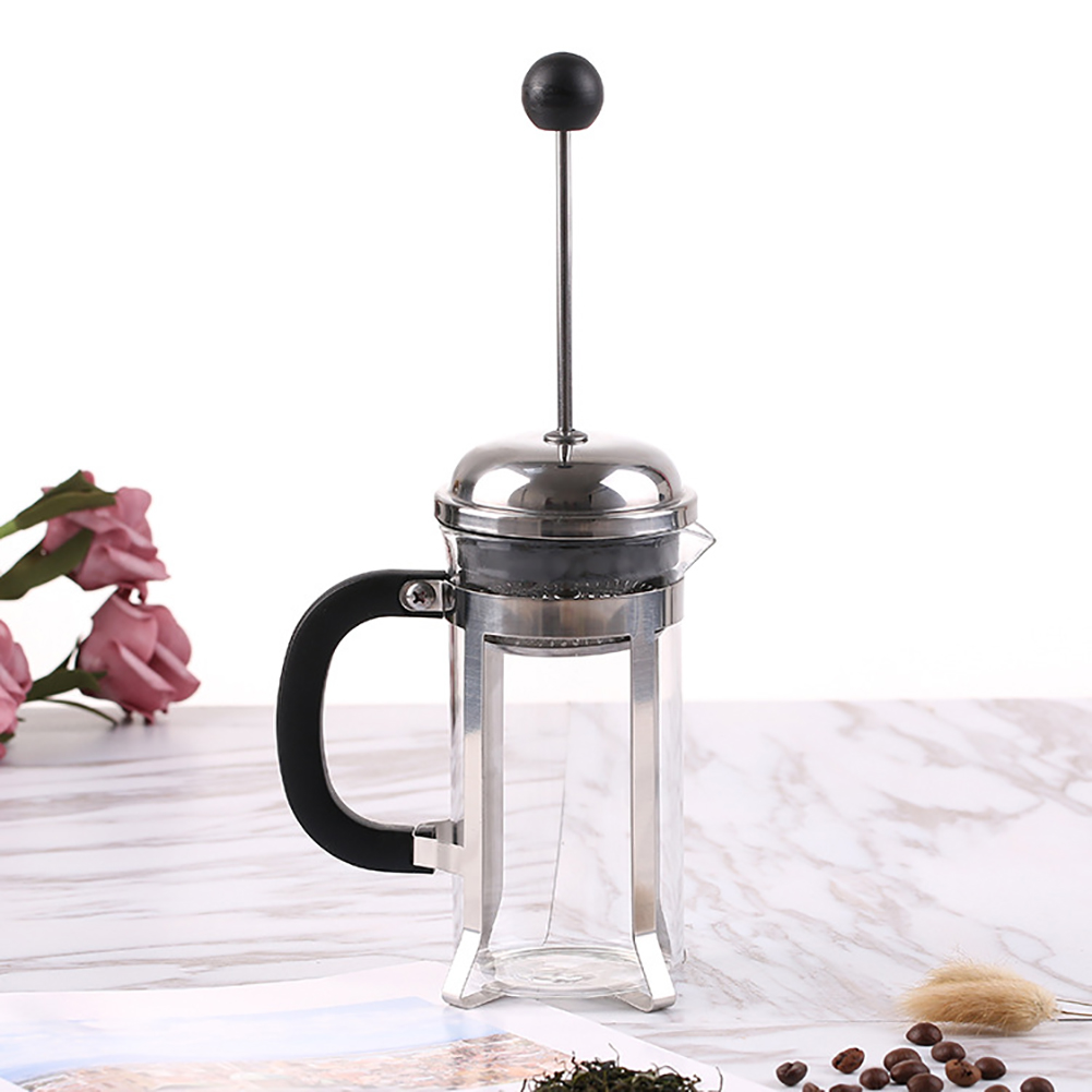 yafeixM 350ml Household Stainless Steel Glass French Press Coffee Maker Filter Teaware