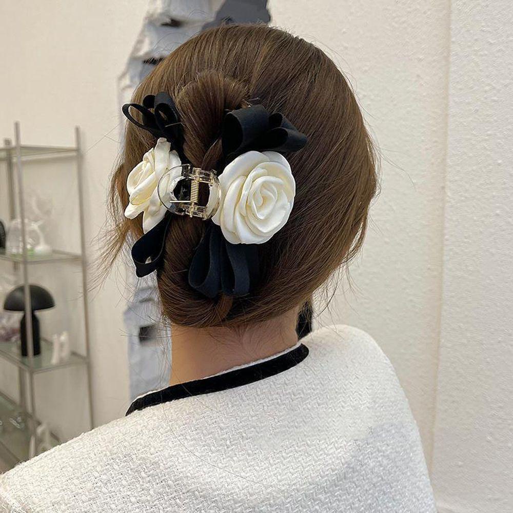 Kẹp Tóc Càng Cua Đính Hoa Trà Bằng Acrylic Thời Trang Vintage Hàn Quốc Cho Nữ Giá Đỡ
